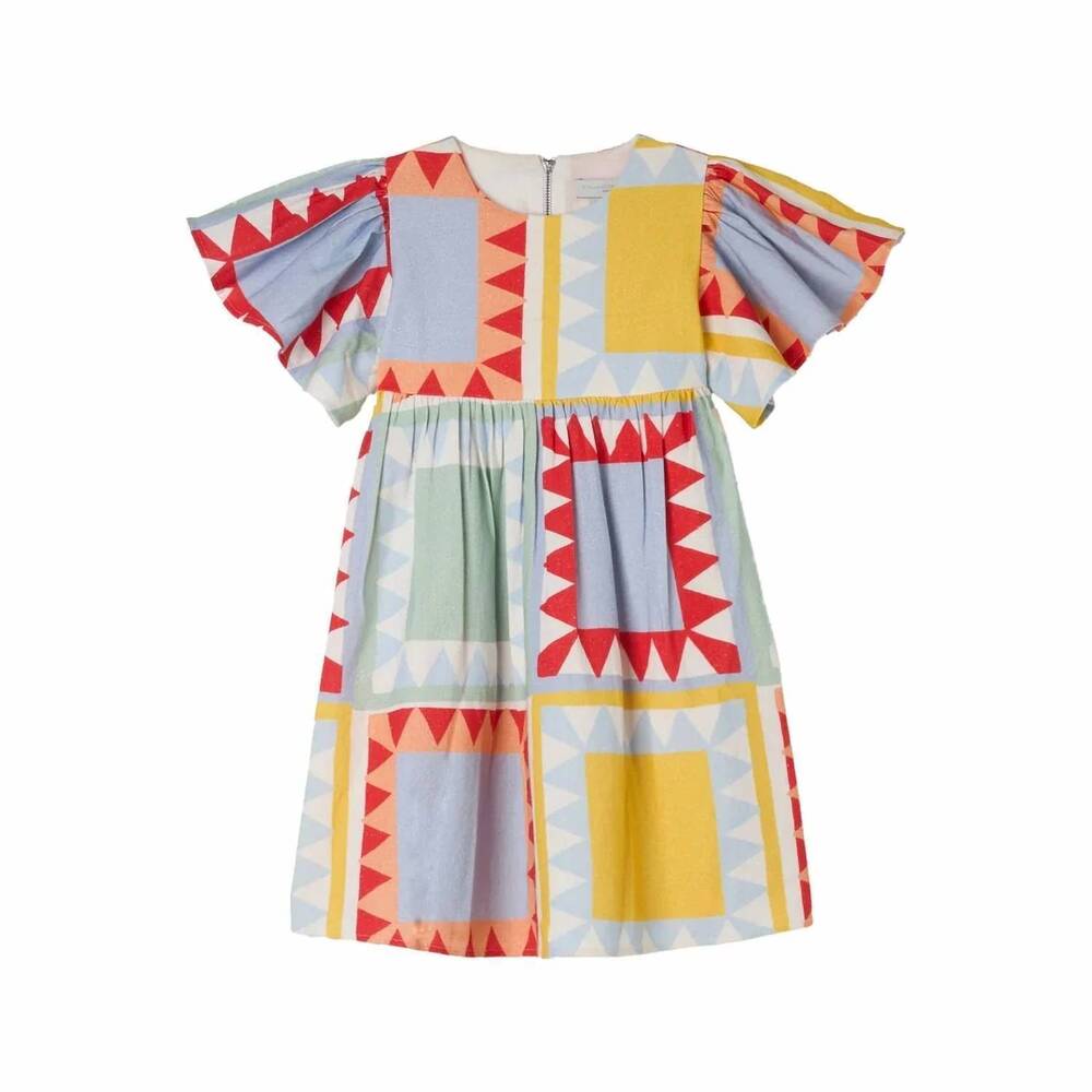 NEW STELLA MCCARTNEY girl's big picnic patchwork dress in blue